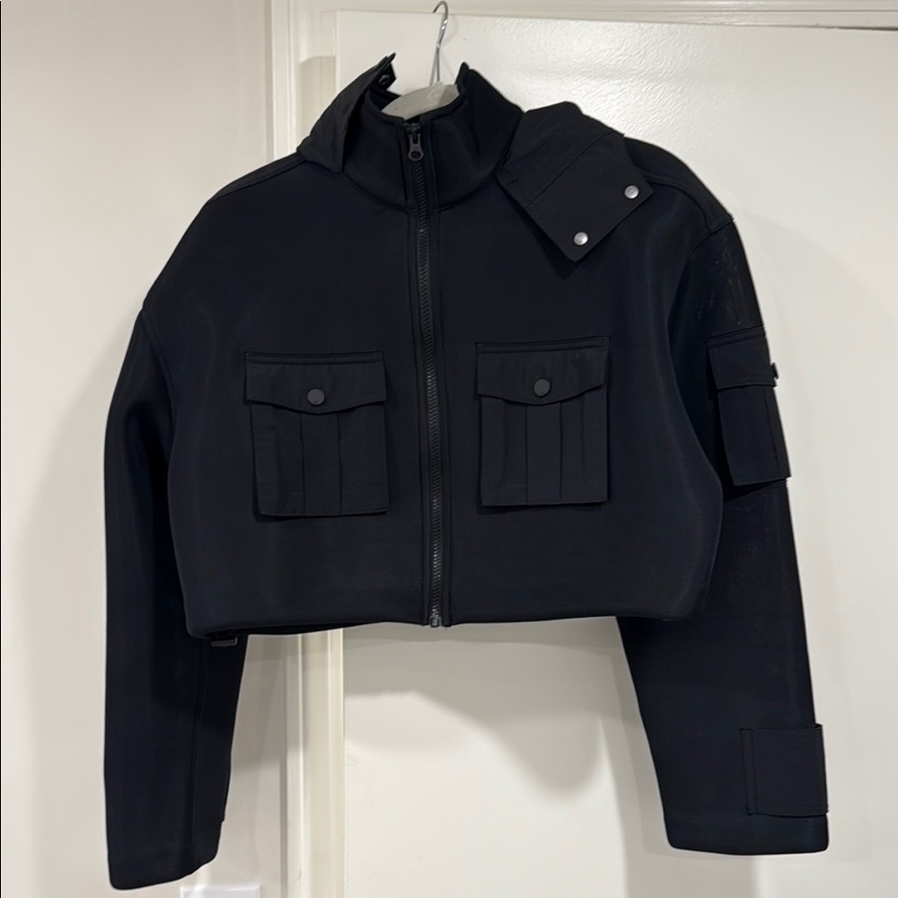 ALO Yoga Black Trench Coat with High Collar